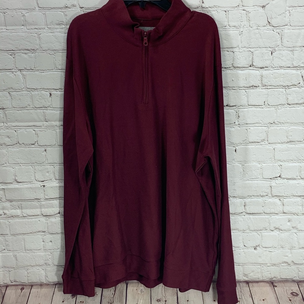 NWOT Thomas Dean Partial Zip Burgundy Pull Over